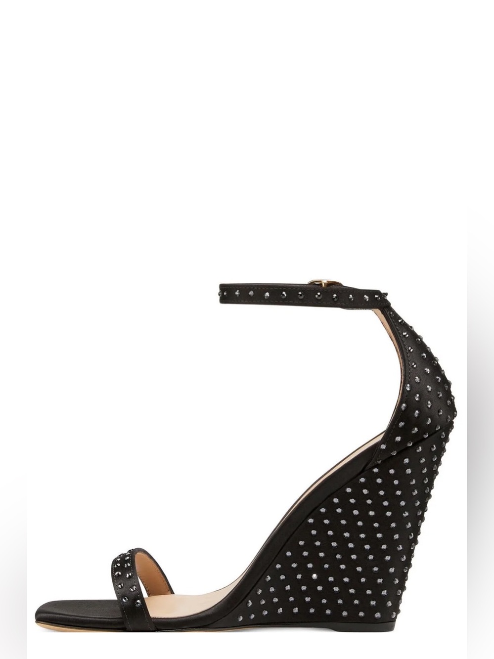 Stuart Weitzman NudistShine 100 Wedge Sandals Black Crystal NEW - Picture 4 of 9